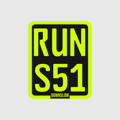 RUN S51 Slap on Kennzeichen Schwarz/Neongelb